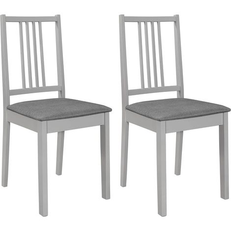 Esszimmerstühle mit Kissen 2 Stk. Grau Massivholz