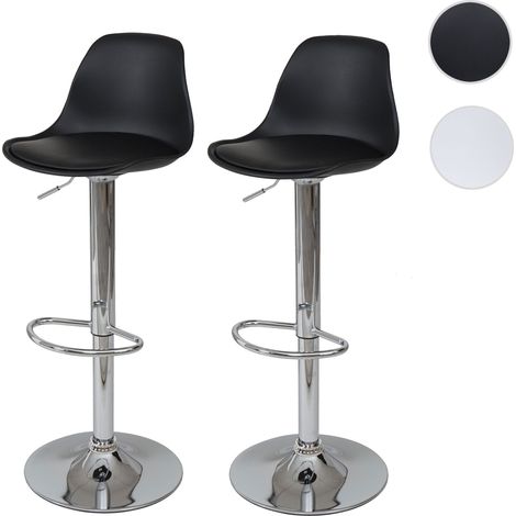 2x Tabouret de bar HWC-B14, cuir synthétique - blanc