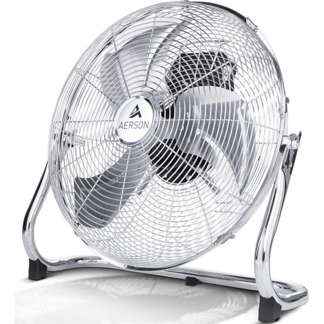 AERSON Ventilatore da pavimento 30 cm, macchina del vento cromata, ventilatore da tavolo 45 W, ventilatore a piantana