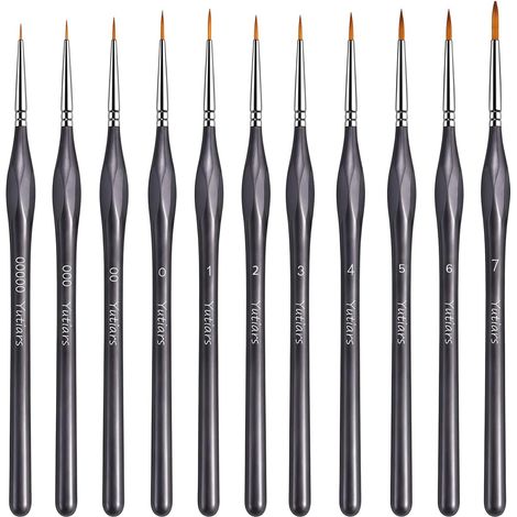11-teiliges professionelles Detailpinsel-Set – Feine Pinsel für Acryl, Aquarell, Gouache, Öl, Modellbau, Miniaturen und Malen nach Zahlen, Figurenpinsel, Feine Pinsel (1/5)