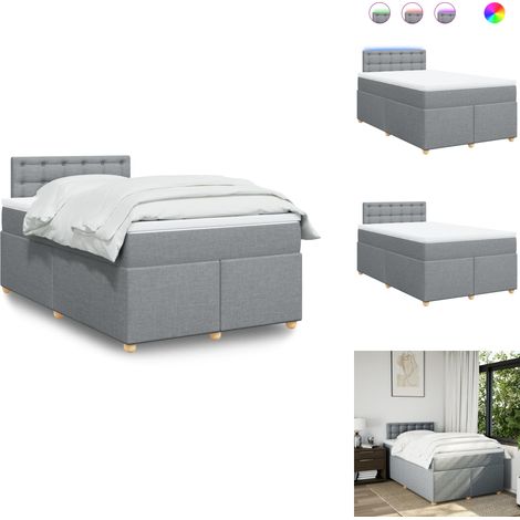 Sommier à lattes de lit avec matelas Gris clair 120x200cm Tissu - Sommier À Lattes De Lit - Sommiers À Lattes De Lit - Lit - Meuble De Chambre À Coucher (1/5)