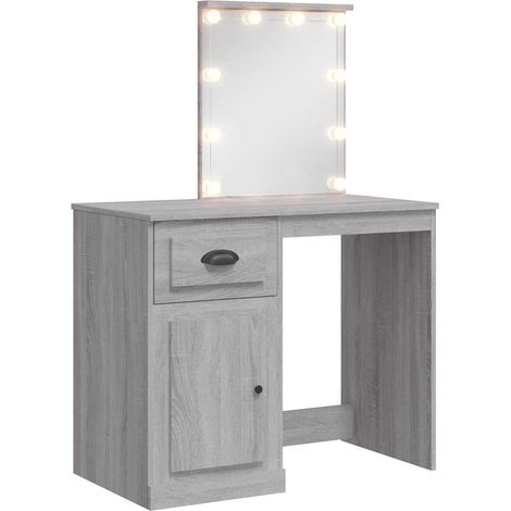 Maison Exclusive - Toeletta con Luci LED Grigio Sonoma 90x42x132,5 cm