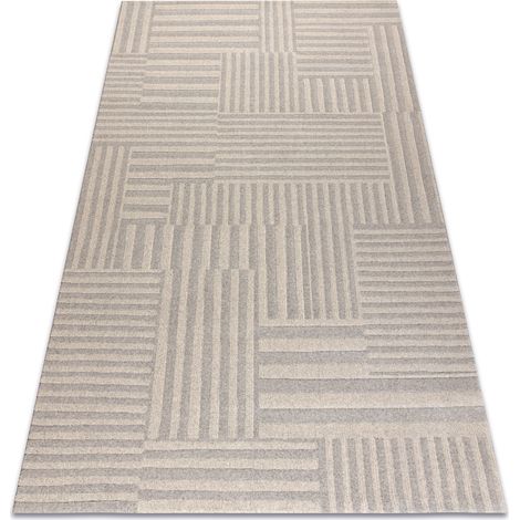 Tappeto in lana TEXTURA 488.10.LA111 OSTA - Linee, geometrica strutturale grigio / beige beige 120x170 cm