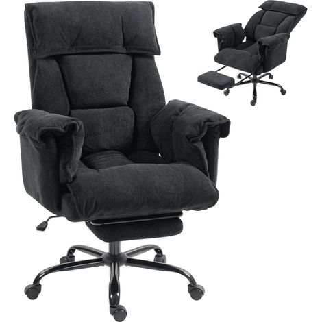 Sedia da ufficio, reclinabile, poggiapiedi, nera, 195,6 × 190,5 × 299,7 cm, velluto, 17 kg (1/5)