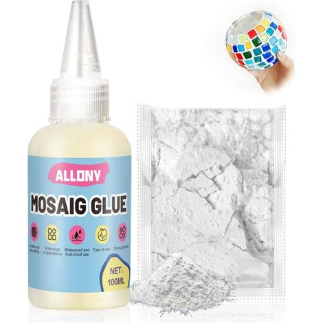 100ml Colle Mosaique+100g Pate a Joint Mosaique, Prêt à l'emploi Kit Mosaique Adulte, Mosaique Loisir Creatif pour Mosaique, Activité Manuelle, Transparent pour Verre Céramique (1/5)