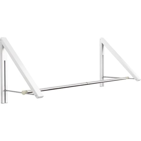 Laundry Dryer Wall Mount Hanger Wall Hanging Folding Aluminium Home Storage Organizer Space Saving White 2 Racks with Rod (1/5)