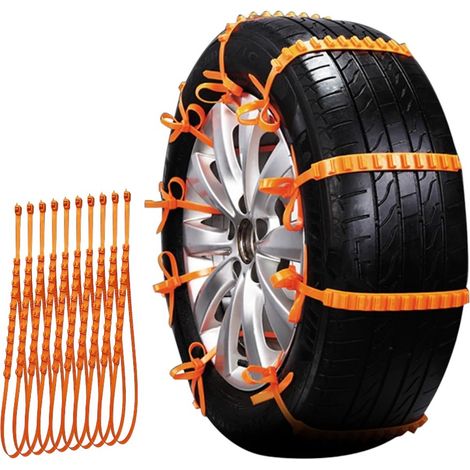 Ensemble de 10 chaînes à neige antidérapantes, fermetures éclair antidérapantes en nylon, chaînes antidérapantes pour terrain enneigé, chaînes antidérapantes pour SUV, adaptées aux véhicules tout-terr (1/4)