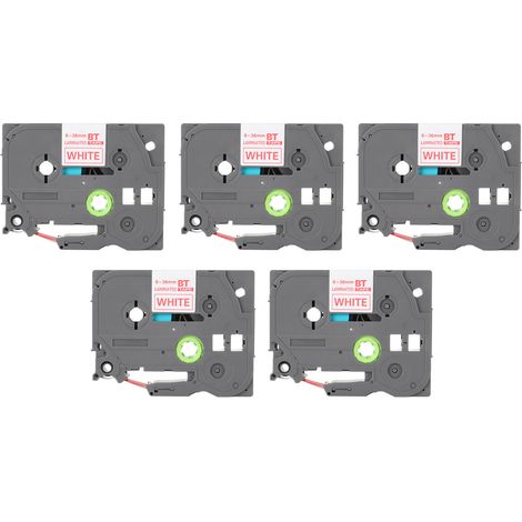 5 Rubans Étiqueteuse 9mm Laminé Imperméable Résistant Décoloration Multi Usage Bande pour PT D210 PT D200 PT H110 PT D400 Blanc sur Rouge Bze 425 (1/5)