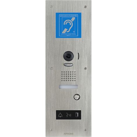 Aiphone – Platine vidéo encastrée inox pour moniteur JP4MED – Synthèse vocale et pictos lumineux – Boucle magnétique – JPDVFLBM