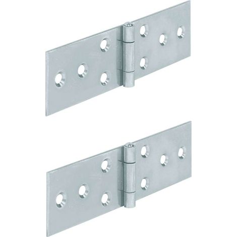 2x charnière plate acier 120x33mm meuble bois porte placard étagère cuisine (1/3)