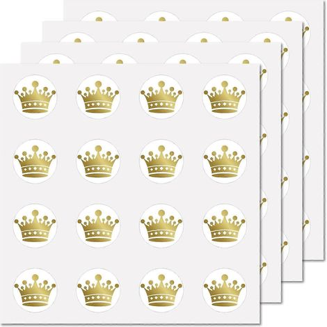 Lot de 128 petits autocollants couronnes ronds dorés, auto-adhésifs et imperméables, parfaits pour la décoration de certificats et autres créations. (1/5)