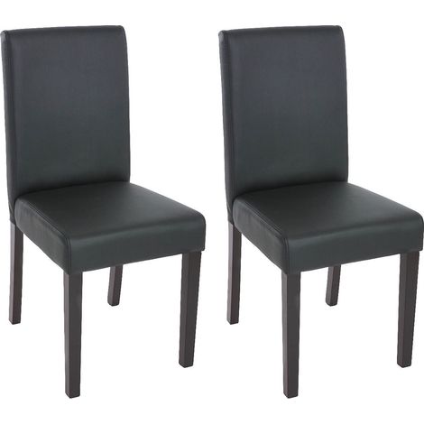 Juego de 2 sillas de comedor sintéticas negro mate con patas oscuras CDS04035 (1/5)