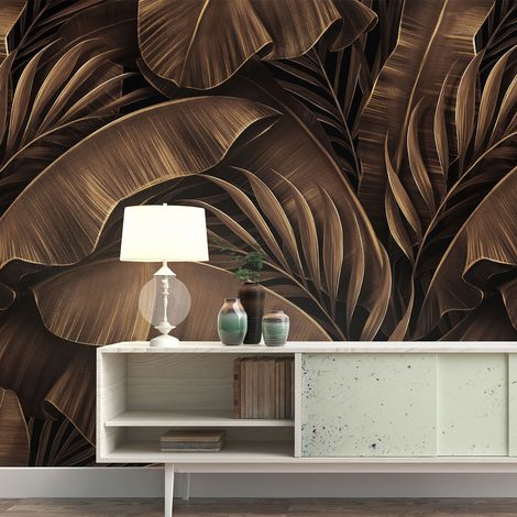Papier peint panoramique - Feuilles tropicales - 130 cm x 65 cm (1/4)