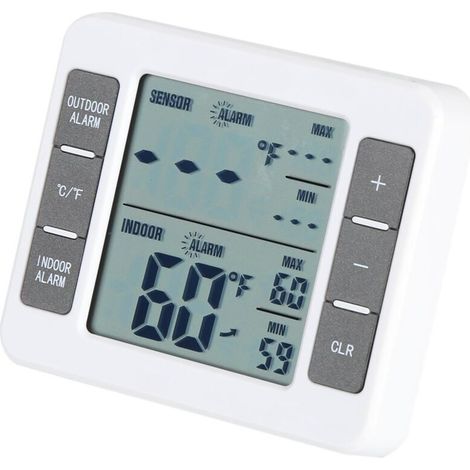 Refrigerator Thermometer, Wireless Digital Freezer Thermometer 32℉ 122℉ Indoor/Outdoor Temperature Sensor with Large LCD Screen and Audible Alarm (1/5)