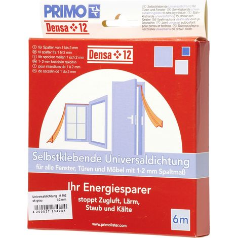 Primo Universaldichtung Densa 12 grau, für Türen + Fenster, 6 Meter Türdichtungen & Fensterdichtungen (1/2)