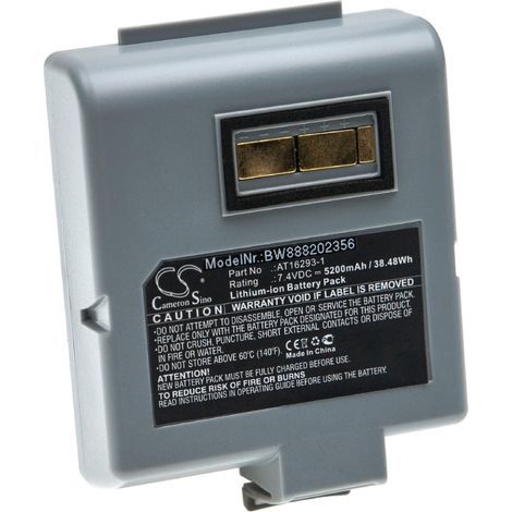 vhbw Batería recargable reemplaza Zebra AT16293-1 para impresora, copiadora, escáner, impresora etiquetas (5200 mAh, 7,4 V, Li-Ion)