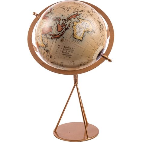 MAPPAMONDO CON BASE COLOR RAME D.20 H.39CM DESIGN INTERNO CASA UFFICIO