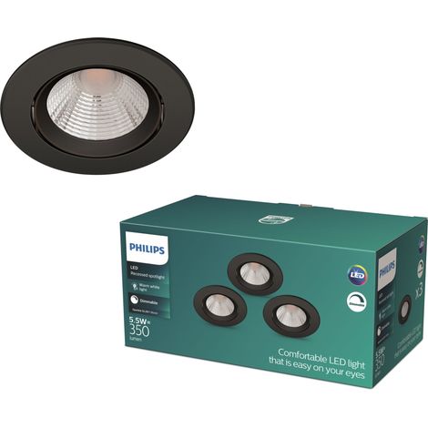 Philips Sparkle Set de 3 Spots encastrables (Noir) Lumière blanche chaude - LED (1/4)