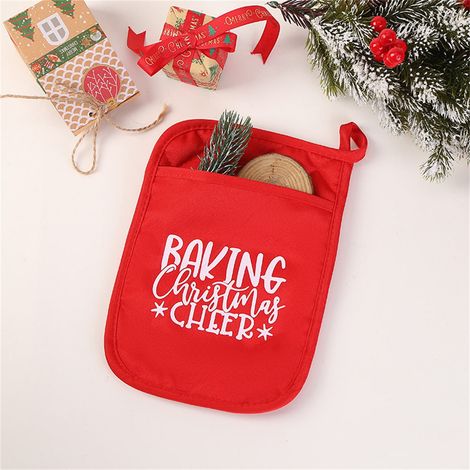 Gants De Cuisson Isolés - Sets De Sous-Plats Isolés - Kit De Pâtisserie Portable - Motif De Noël - 1 Ensemble Complet (1/3)