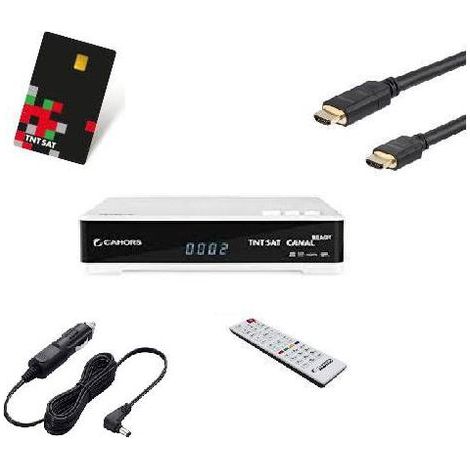 CAHORS Récepteur satellite HD + Carte TNTSAT V6 + Câble HDMI + Câble allume cigare