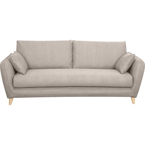 Divano letto scandinavo 3 posti in tessuto beige naturale con materasso 10 cm CREEP