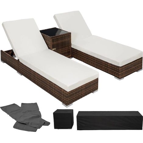Bain de soleil MARRON duo avec multiples positions, 2 sets de housses et housse de protection noire (1/5)
