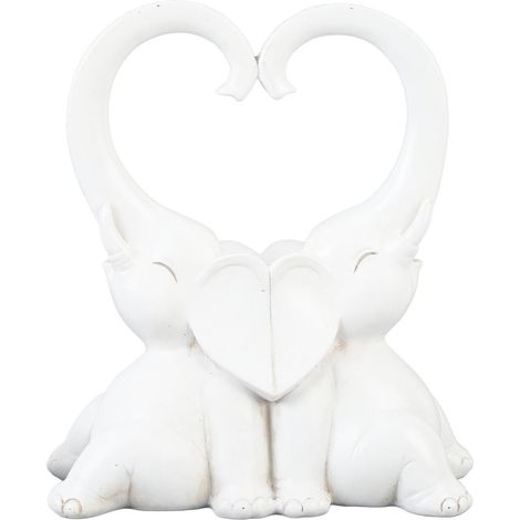 Elephant Love Statue Resin Modern Sculpture Elephant Love Figurine Decoration for Home Wedding White (1/5)