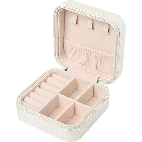 Petite boîte à bijoux - blanc - Étui - Boîte de rangement - Compacte - Étui de voyage - boîte à bijoux pour filles (1/5)