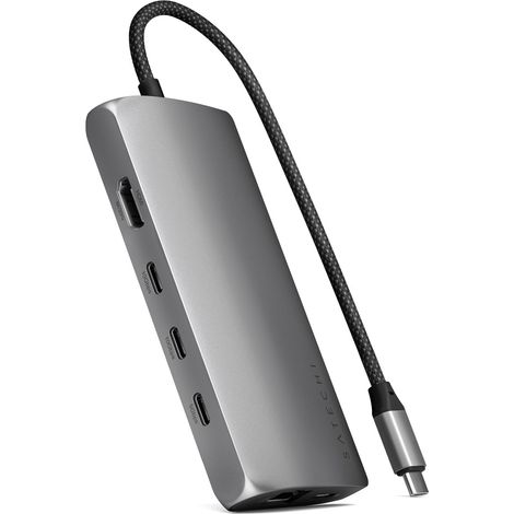 Satechi Hub USB C 8 en 1 con Ethernet, HDMI 8K@30Hz, Carga PD 85W, 4 Puertos USB-C 10 Gbps (1/2)