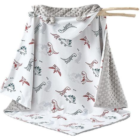 dinosaures Couverture Bebe Coton Biologique,95x95cm, Couverture Nomade Bb Double Face Pour Garon Et Fille (1/3)