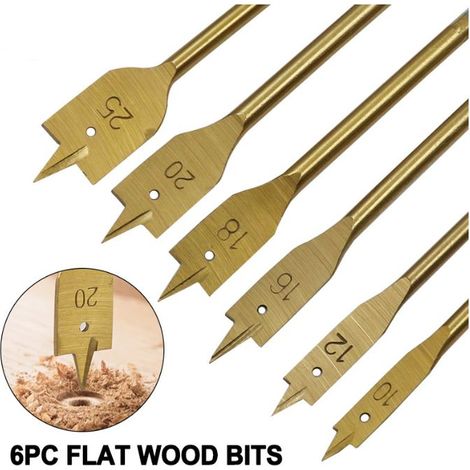 6 forets à bois revêtus de titane de 10 à 25 mm pour perceuses (1/5)
