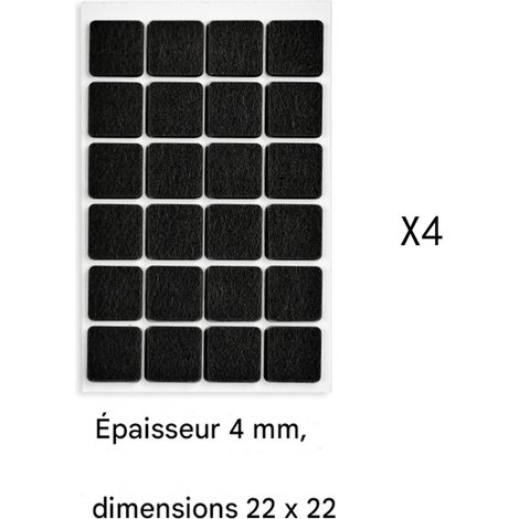 (96 x) Filzgleiter / schwarz / 22 x 22 mm / quadratisch / 4 mm dick / hochwertige selbstklebende Gleiter (1/4)