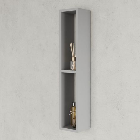 Pensile per bagno h80 cm con due vani a giorno grigio