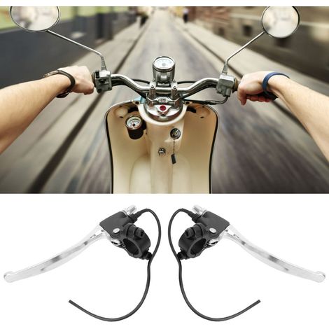Poignée de Frein Arrière Complète pour Vélo Électrique, Levier et Grip Argent/Noir, Compatible E-Bike
