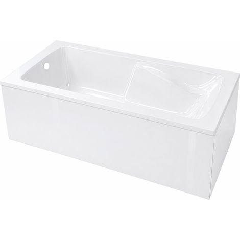 pack baignoire 170x75cm avec zone douche et tabliers recoupables de 180 et 80cm blanc brillant - mae