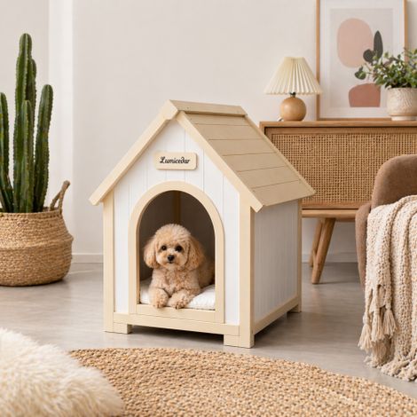 Niche pour Chien en Bois Massif FSC® – Maison pour Chat Style Scandinave, Abri pour Petits Animaux d'Intérieur (1/5)