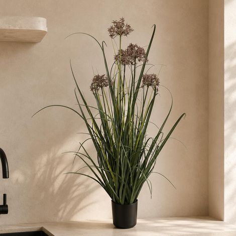95cm Artificial Grass Plant Potted with Flower Detail Premium (1/4)