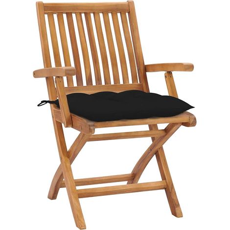 Maison Exclusive - Sedie pieghevoli con cuscini, 4 pezzi, in legno massello di teak. (1/5)
