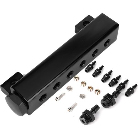 Kit collecteur d'admission à 6 ports avec bloc de dépression, soupape de décharge de carburant, turbocompresseur 1/8NPT pour la compétition (1/5)