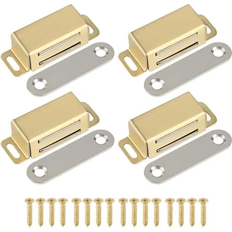 4 Pièces Aimant Porte Placard 4.5 CM pour Porte de Placard de Cuisine, Loquet de Porte Magnétique Aimant Meuble Fermeture pour Tiroir, Armoire, en Acier Inoxydable, Doré (1/5)