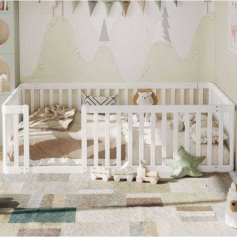 letto 90x200 con sponde in pino bianco per bambini HAVRYA (1/5)