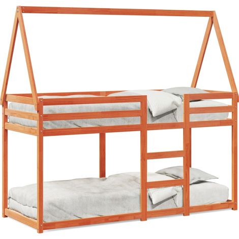 Maison Exclusive - Etagenbett mit Dach Wachsbraun 90x200 cm Massi
