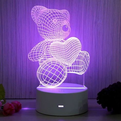 3D Veilleuse LED Lampe Veilleuse Enfants Tactile Lampe 7 Couleurs Changer Nounours Nuit Lumière De Noël Cadeaux Lampes pour Chambre Decoration Bapteme Fille (1/3)