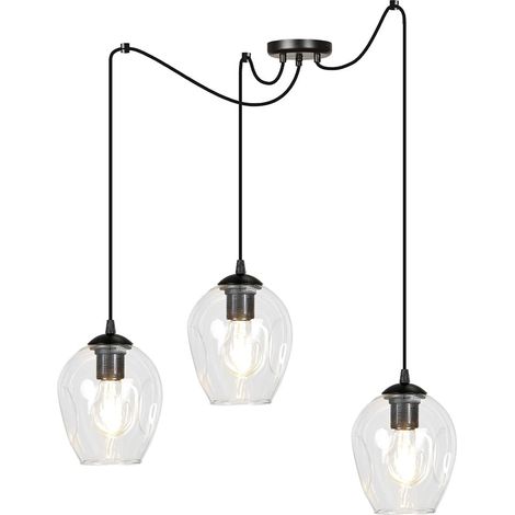 Lampadario Emibig LEVEL 3xE27 nero vetro trasparente (1/4)