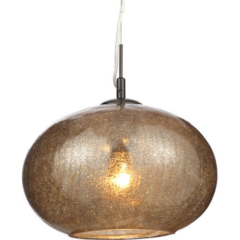 Litecraft Ceiling Pendant 1 Light With Smoke Tint Glass Shade - Black Chrome (1/2)