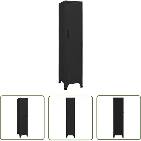 Furniture Limited - Armoire à casiers Noir 38x45x180 cm Acier (1/5)