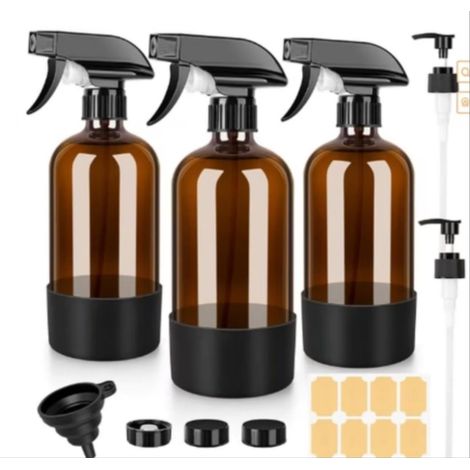 (3 Stück) 500-ml-Glas-Sprühflaschen, nachfüllbares Flaschenset mit verstellbarer Sprühdüse (1/5)