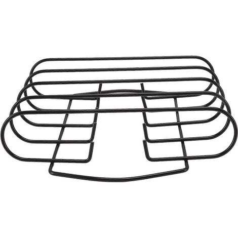 Support à Côtes BBQ en Fer Antiadhésif Noir, Grille de Cuisson pour Steak, Côtelettes d\'Agneau, Rôtissoire Extérieure (1/5)