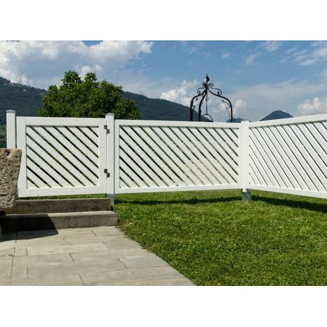 Recinzione in legno bianco 5 pannelli 180x90 cm per giardino e terrazzo - Esterni da Vivere