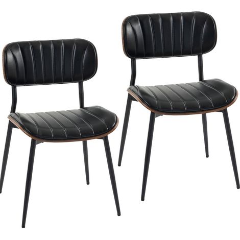 Set mit 2 gepolsterten Esszimmerstühlen aus Kunstleder mit gebogener Rückenlehne MODENUIT (1/3)